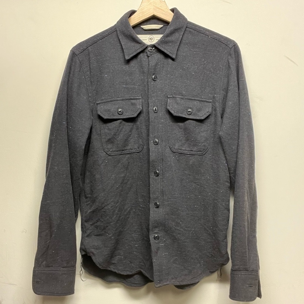 Rogue Territory Dark Gray/Navy Nep Casual Button Down Shirt